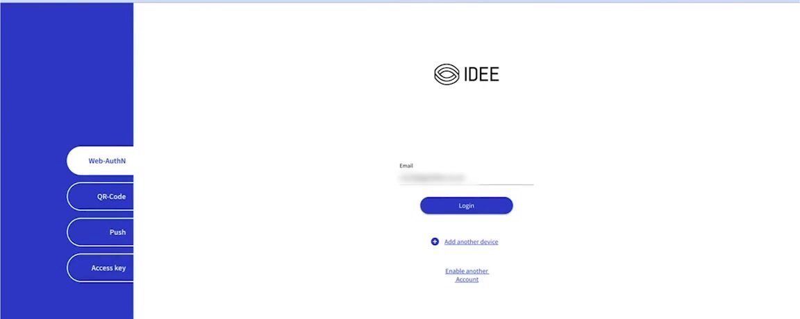 Step 2: AuthN by IDEE login page with a single Login button