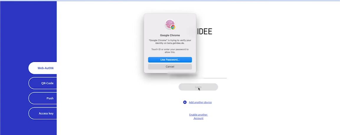 Step 3: Device verification prompt asking for Touch ID