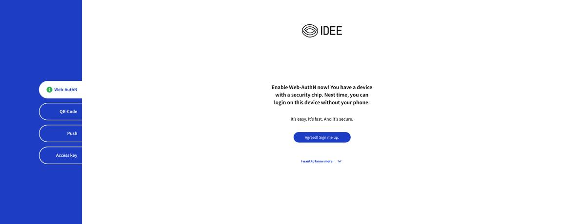 Step 3: IDEE page offering to enable Web-AuthN on this device