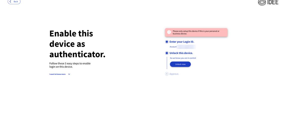 Step 4: IDEE enable-device page with the Unlock now button